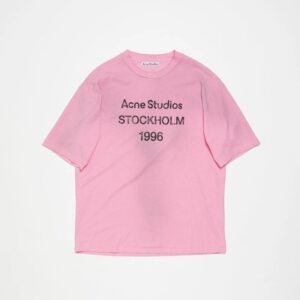 Acne Studios 2090-80 Pink Red Style Ac908026 Stockholm Logo T-Shirt Weekend Wear
