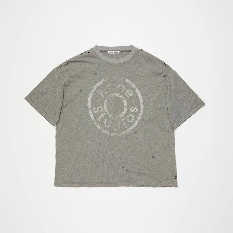 Acne Studios 2090-80 Gray Style Ac908041 Stockholm Logo T-Shirt Warm Weather