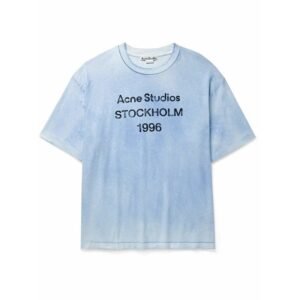 Acne Studios 2090-80 Deep Blue Style Ac908046 Stockholm Logo T-Shirt Casual Layering