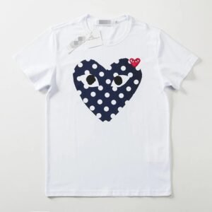 Comme des Garcons PLAY 2021-17 Blue Style 2117 Heart Logo T-Shirt Weekend Wear