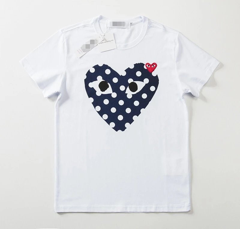 Comme des Garcons PLAY 2021-17 Blue Style 2117 Heart Logo T-Shirt Weekend Wear