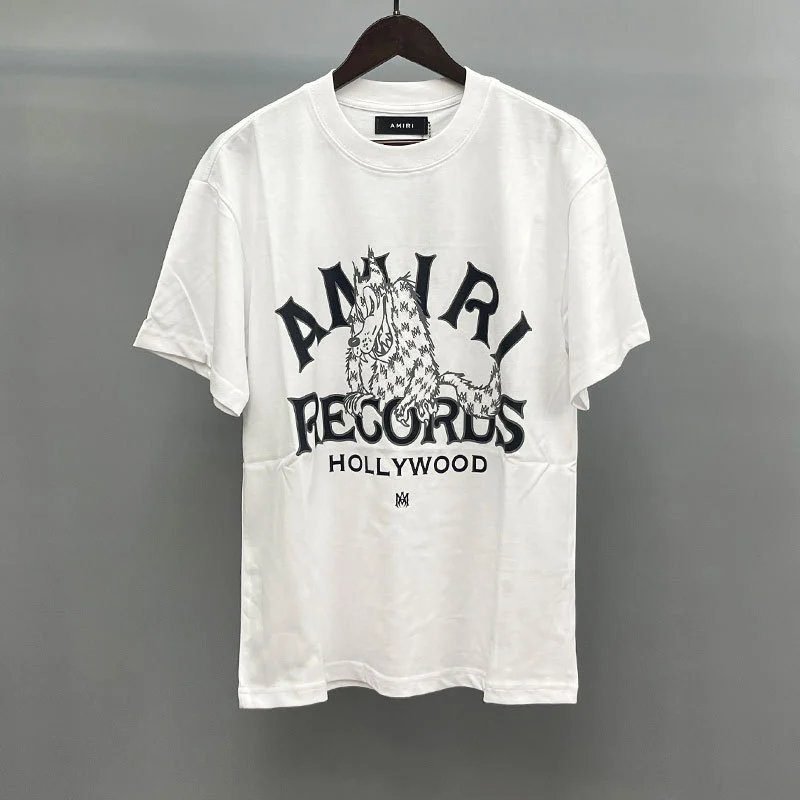 Amiri Letter Graphic White Records Graphic T-Shirt Daily Styling