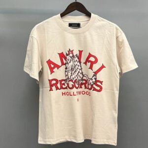 Amiri Letter And Bear Graphic Beige Records Graphic T-Shirt Streetwear Look