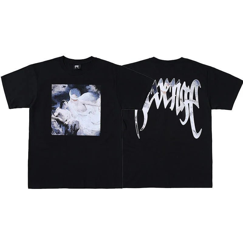 Revenge Black Skull Graphic T-Shirt Casual Layering