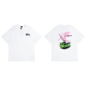 Stussy White Spider Graphic T-Shirt Commuter Look Logo