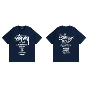 Stussy Simple Logo Finish Spider Graphic T-Shirt Minimal Look
