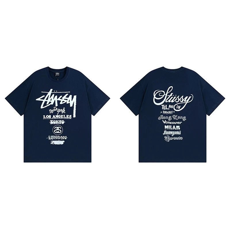 Stussy Simple Logo Finish Spider Graphic T-Shirt Minimal Look