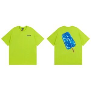 Stussy Fluorescent Green Spider Graphic T-Shirt Casual Layering Logo