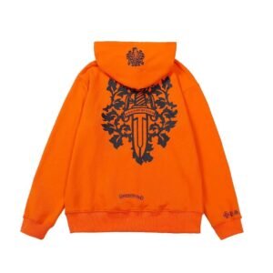 Chrome Hearts 2088-75 Orange Cross Graphic Hoodie Warm Weather