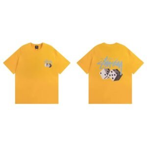 Stussy Yellow Spider Graphic T-Shirt Summer Styling Logo