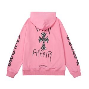 Chrome Hearts 2088-91 Pink Red Cross Graphic Hoodie Campus Look