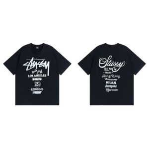 Stussy Black Spider Graphic T-Shirt Bold Graphic Logo