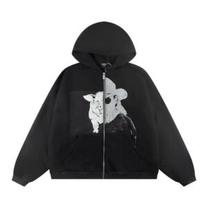 Streetwear Graphic Focus Graphic Zip Hoodie Daily Styling