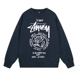 Stussy Navy Style 539 Graphic SweatShirt Poolside Style