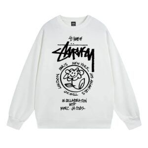 Stussy White Style 539 Graphic SweatShirt Airport Outfit