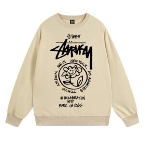 Stussy Beige Style 539 Graphic SweatShirt Travel Pack