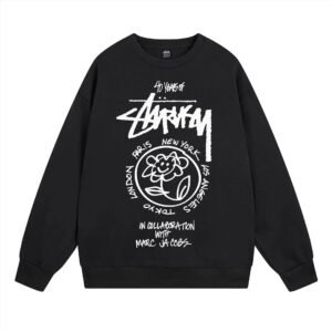 Stussy Black Style 539 Graphic SweatShirt Campus Look