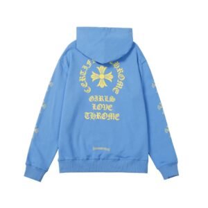 Chrome Hearts 2088-90 Sky Blue Cross Graphic Hoodie Summer Styling
