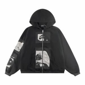 Zip-Layer Styling Graphic Zip Hoodie Travel Styling