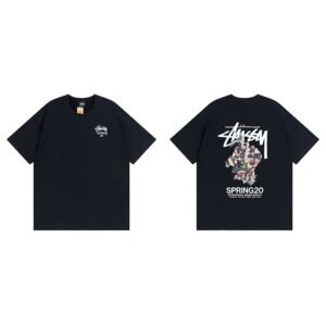Stussy Black Spider Graphic T-Shirt Warm Weather Logo