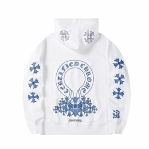 Chrome Hearts 2088-82 White Cross Graphic Hoodie Relaxed Styling